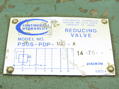 Continental Hydraulics P50S-PDP-100-A Reducing Valve