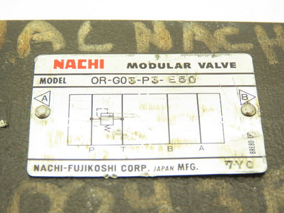 Nachi OR-G03-P3-E50 Hydraulic Modular Relief Valve