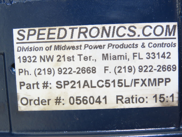 SP21ALC515L/FXMPP Speedtronics Gearbox 15:1 Reducer 117rpm 56C/140TC LH Output