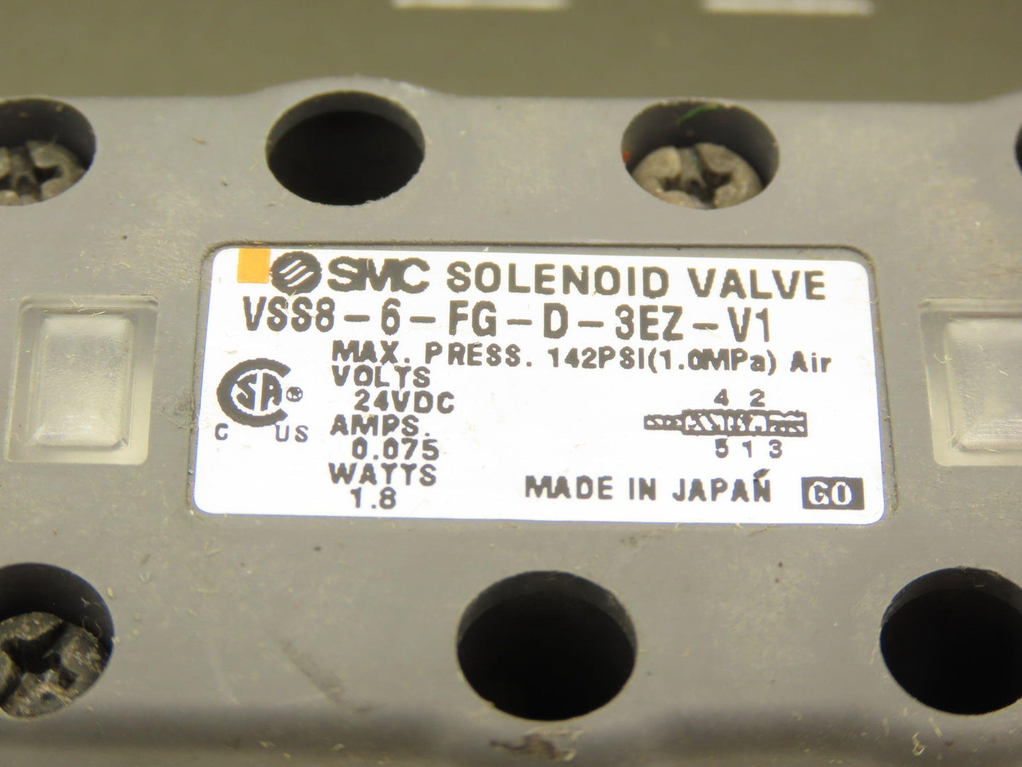 SMC VSS8-6-FG-D-3EZ-V1 Pneumatic Air Solenoid Valve Lot of 6