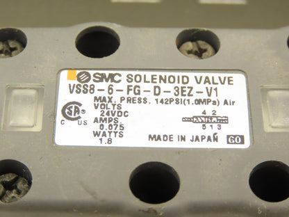SMC VSS8-6-FG-D-3EZ-V1 Pneumatic Air Solenoid Valve Lot of 6