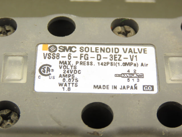 SMC VSS8-6-FG-D-3EZ-V1 Pneumatic Air Solenoid Valve Lot of 6