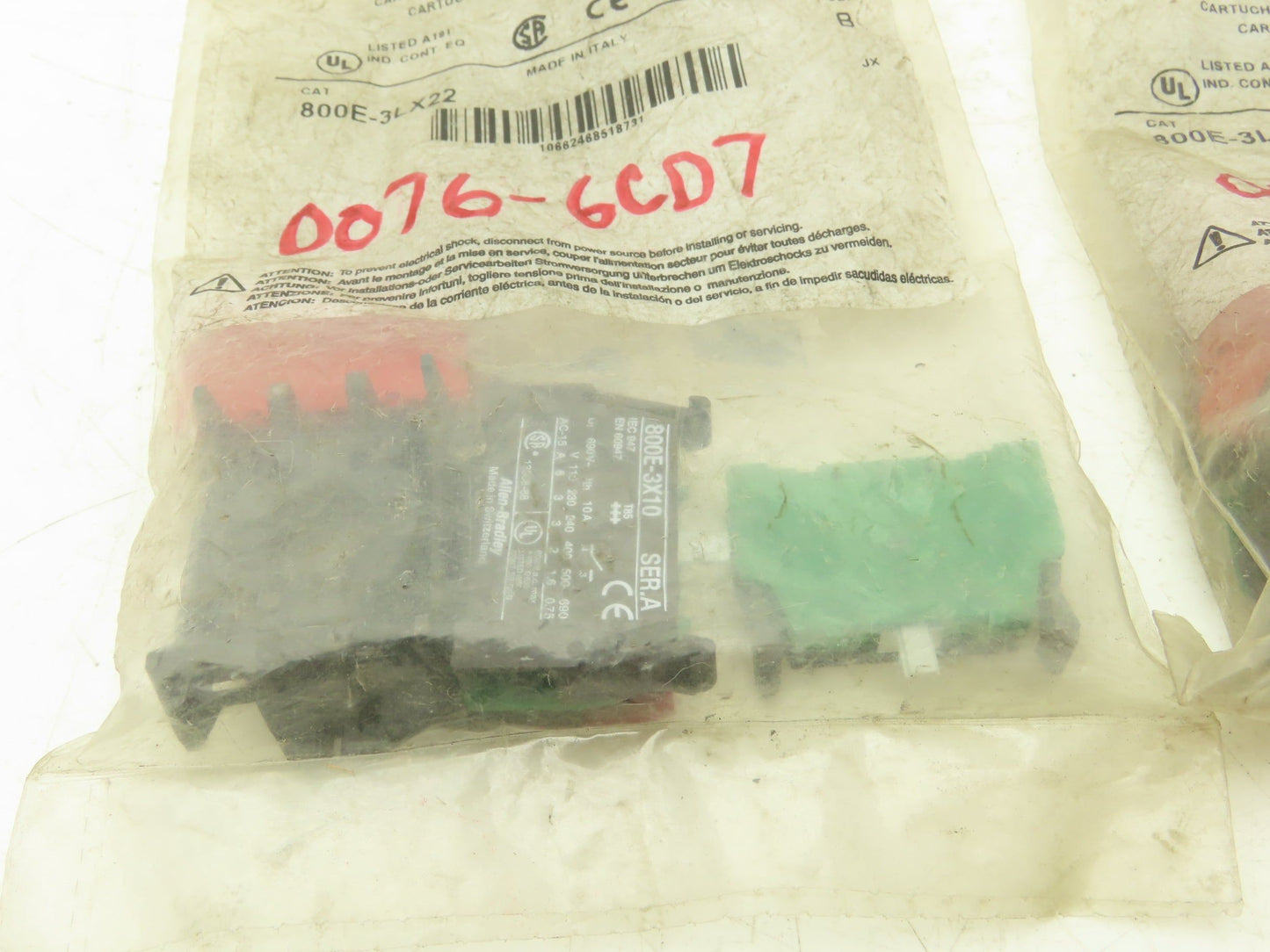 Allen Bradley 800E-3LX22 Contact Cartridge Block 2NO 2NC Ser B Lot of 2