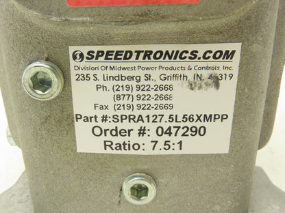 Electra Grove Gear SPRA127.5L56XMPP Speedtronics Gearbox 7.5 Ratio 233rpm 56C LH