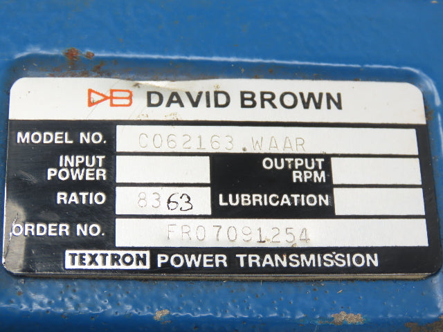 David Brown C062163.WAAR Helical Gearbox 63:1 Reducer 21rpm 140TC Hollow Shaft