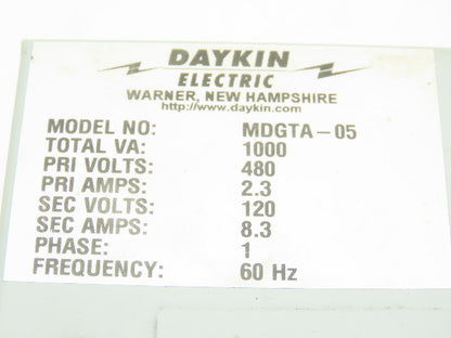 Daykin MDGTA-05 Stepdown Power Transformer Disc 1000VA HV 480 LV 120 1PH 8.3A