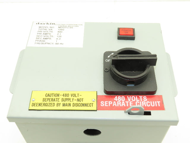 Daykin MDGTC-05 Stepdown Power Transformer Disc 1000VA HV 480 LV 120 1PH 8.3A