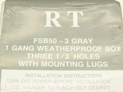 RT FSB50-3 Weatherproof 1-Gang Outlet Box 3-Hole 1/2"NPT  Lot of 20