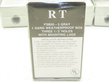 RT FSB50-3 Weatherproof 1-Gang Outlet Box 3-Hole 1/2"NPT  Lot of 20