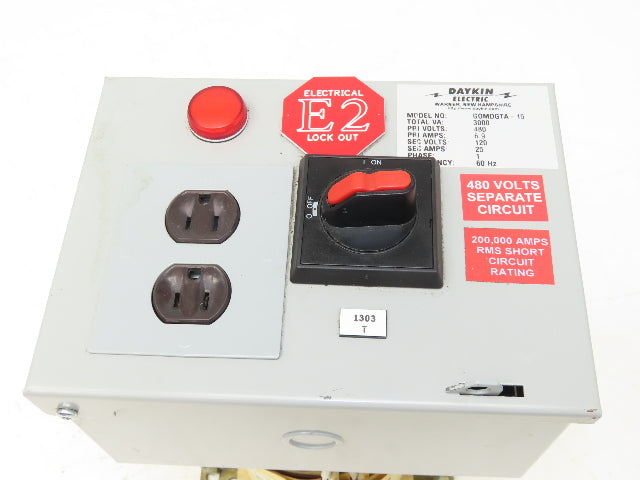 Daykin GOMDGTA-15 Stepdown Power Transformer Disc 3000VA HV 480 LV 120 1PH 25A