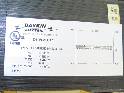 Daykin GOMDGTA-15 Stepdown Power Transformer Disc 3000VA HV 480 LV 120 1PH 25A