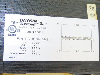 Daykin GOMDGTA-15 Stepdown Power Transformer Disc 3000VA HV 480 LV 120 1PH 25A