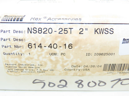 Rexnord NS820-25T-2-KWSS Double Sprocket for TableTop Conveyor Chain 2" Bore