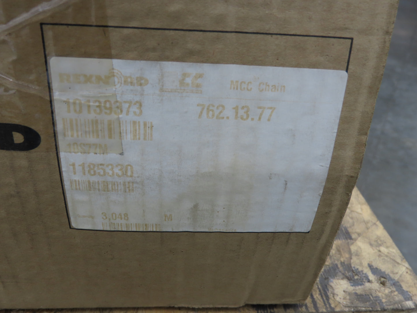 Rexnord MCC 10S77M 7.5" Steel TableTop Conveyor Chain Straight Running 10'