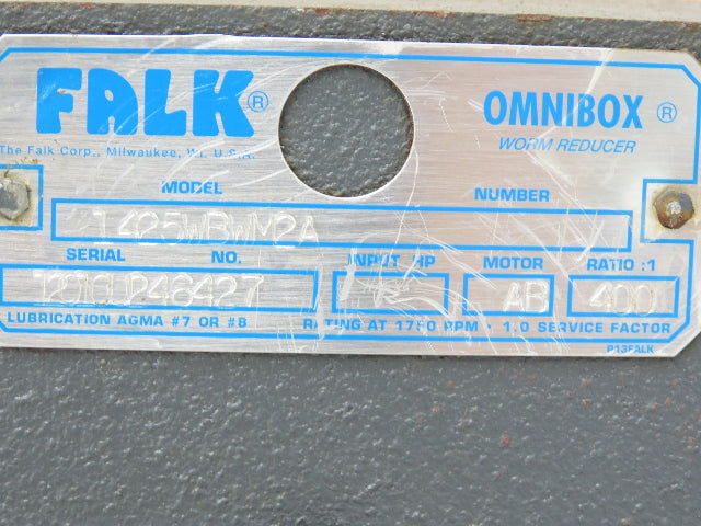 Falk 1425WBWM2A Omnibox Gear Motor Double Reducer 400:1 Gearbox 4.3rpm 1Hp 140TC
