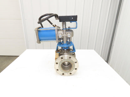 Neles Jamesbury 4" Stainless Flanged Ball Valve 316SS 100PSI Pneumatic Actuator