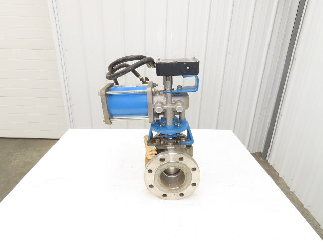 Neles Jamesbury 4" Stainless Flanged Ball Valve 316SS 100PSI Pneumatic Actuator