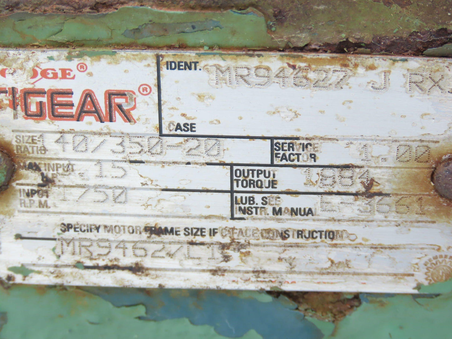 Dodge Tigear 140/350-20 Worm Gearbox 20:1 Reducer 3Hp 88rpm RH Output 140TC