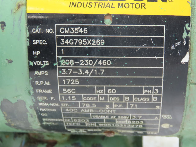 Baldor CM3546 Gearmotor 20:1 Reducer 88rpm 1Hp 230/460V 3PH 56C LH Output