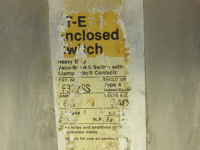 Siemens F322SS-CH Safety Switch Disconnect Fused Stainless Steel 60A 240VAC