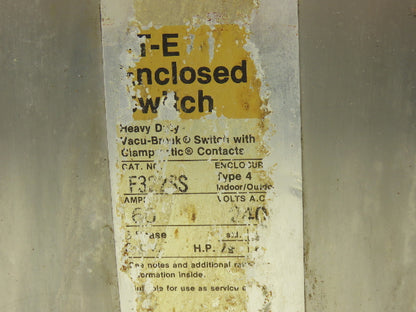 Siemens F322SS-CH Safety Switch Disconnect Fused Stainless Steel 60A 240VAC