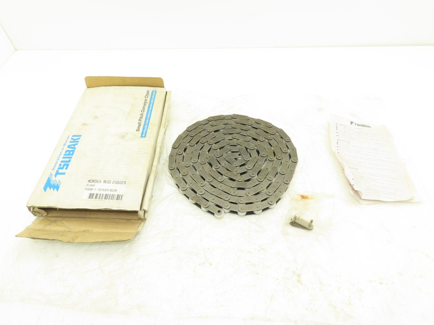 Tsubaki RF2040RP RA Chain 10' Long Conveyor Double Pitch 1" Plastic Roller