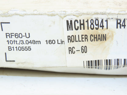 Tsubaki RC-60 RF Chain 10' Long Conveyor Double Pitch 1" *PICS
