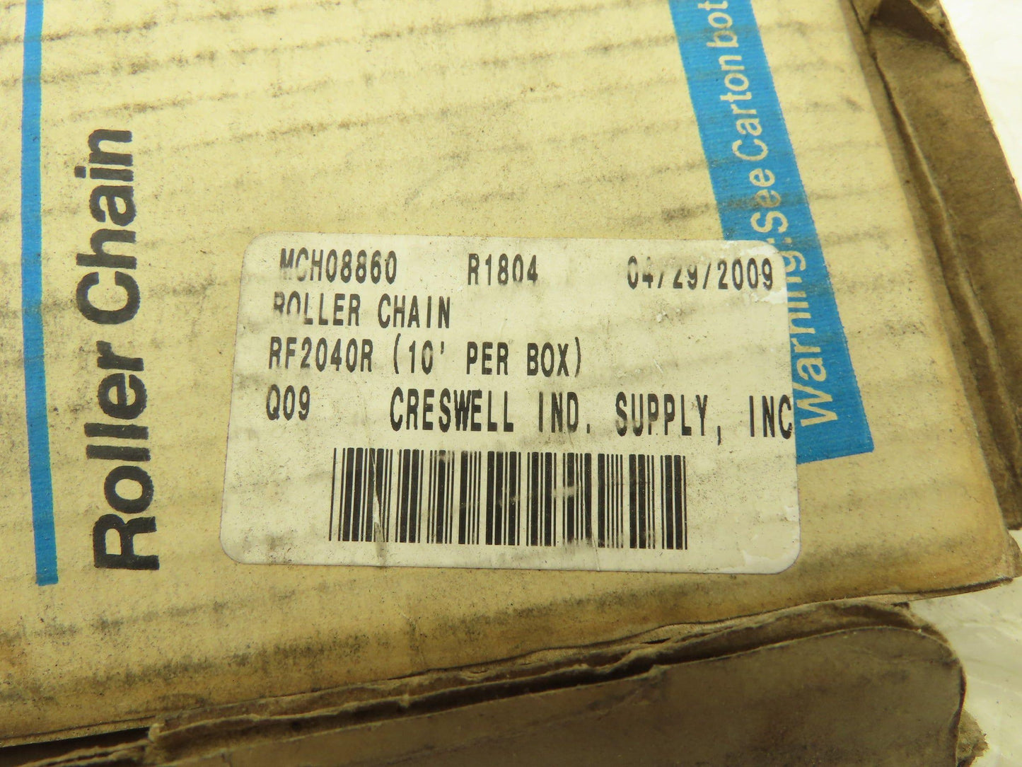 Tsubaki RF2040R RA Chain 10' Long Conveyor Double Pitch 1"