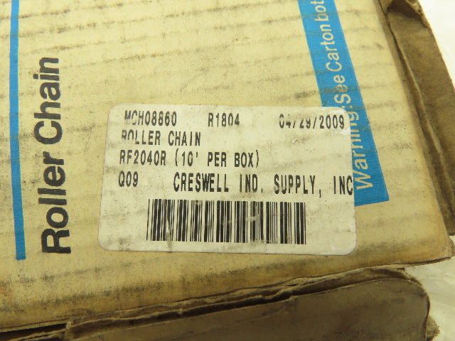 Tsubaki RF2040R RA Chain 10' Long Conveyor Double Pitch 1"