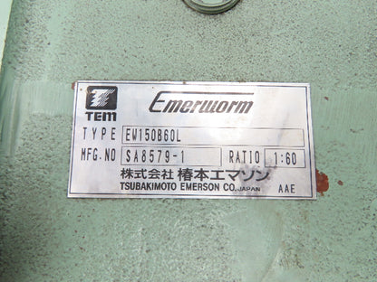 Tsubaki Emerson EW150B60L Emerworm Reducer 60:1 Worm Gearbox 29rpm LH Output