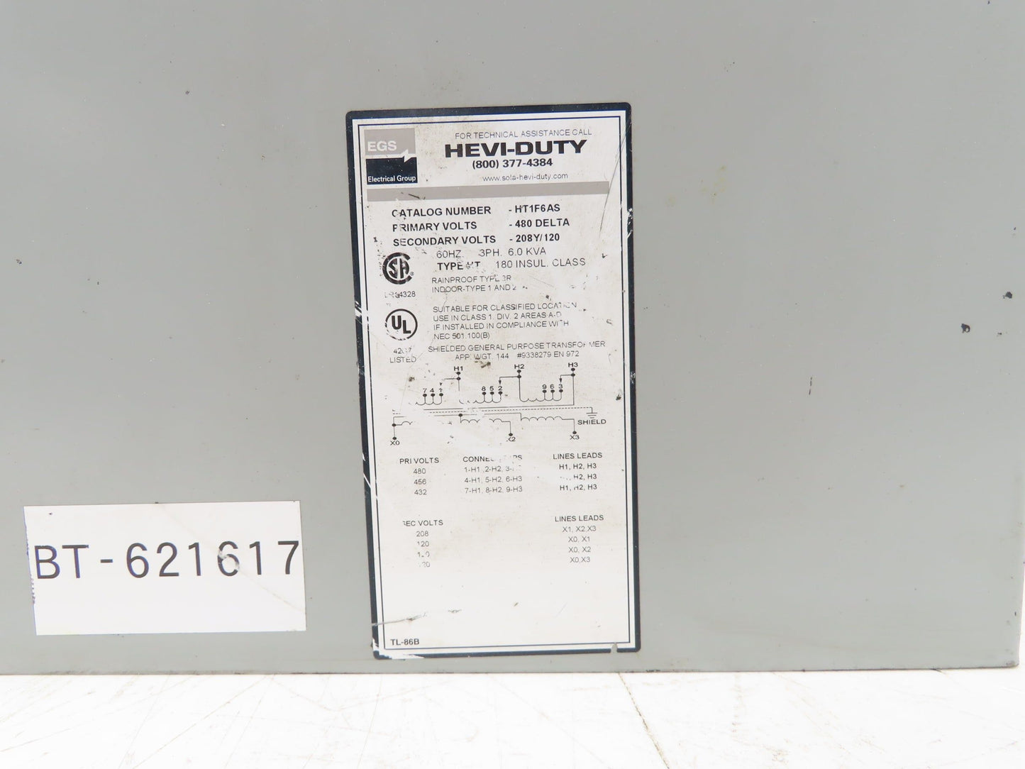 Sola Hevi-Duty HT1F6AS Step-Down Transformer 6Kva 480V Delta 3PH - 208Y/120V