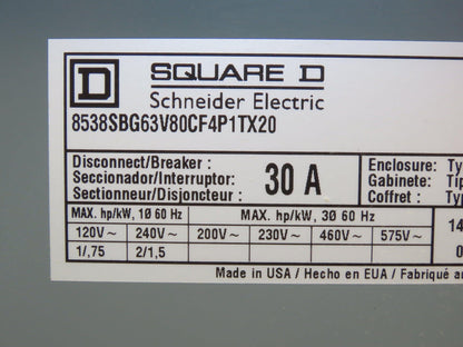 Square D Combination Motor Starter Enclosure Only