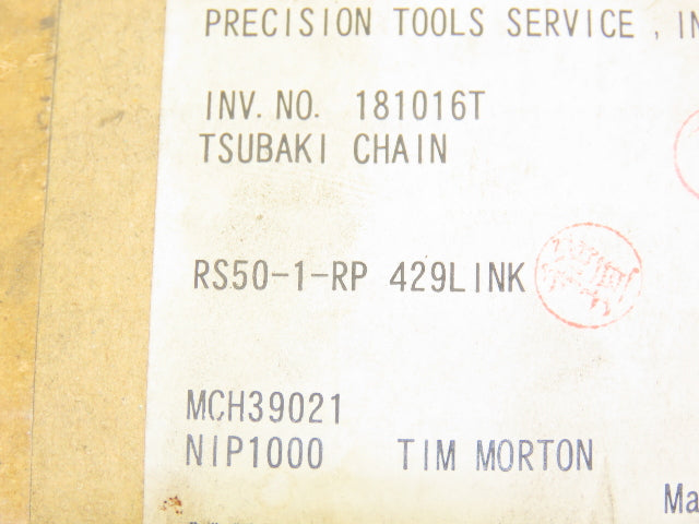 Tsubaki RS50-1-RP #50 Roller Chain 10' / 12' Long 5/8" Pitch Lot of 2  READ