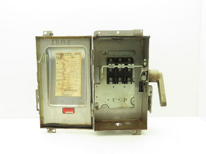 Siemens F321SSR-CH Safety Switch Disconnect Fused Stainless Steel 30A 240VAC