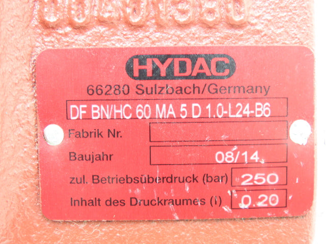 Hydac DF BN/HC 60 MA 5D1.0-L24-B6 Hydraulic Filter w/Pressure Switch VD5D.0/-L24