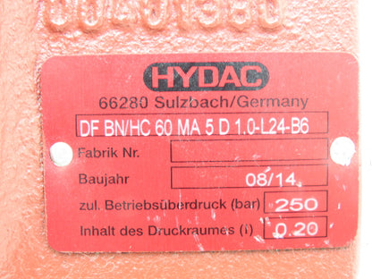 Hydac DF BN/HC 60 MA 5D1.0-L24-B6 Hydraulic Filter w/Pressure Switch VD5D.0/-L24