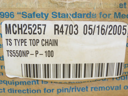 Tsubaki TS550NP-P-100 Stainless Table Top Conveyor Chain 88-Link 1.5"Pitch 11'L