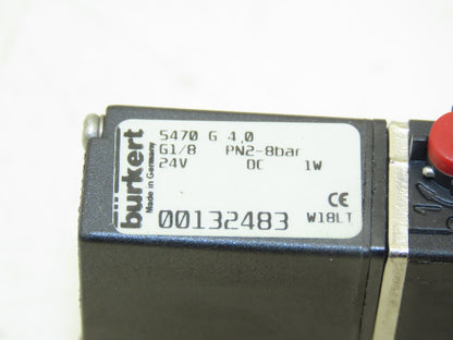 Burkert 00132483 Pneumatic Air Valve 2-8bar 24vdc G1/8 Manifold Mount