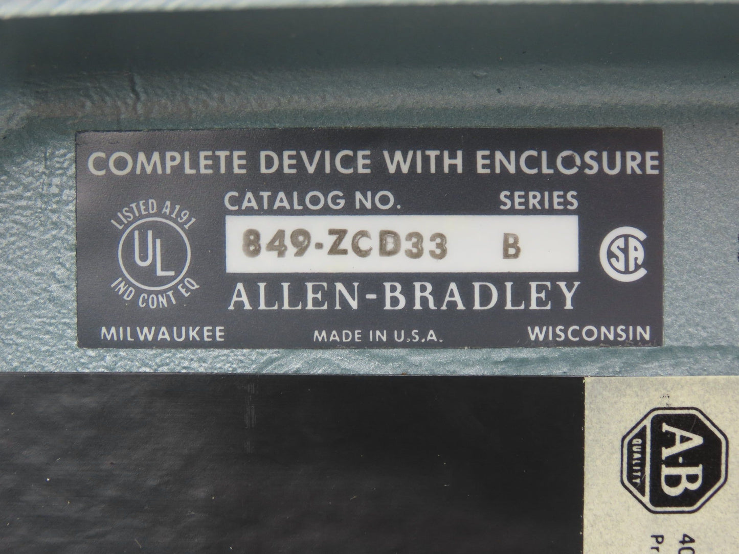 Allen Bradley 849-ZCD33 Hazardous Location Enclosure 6x8x4" Enclosure only