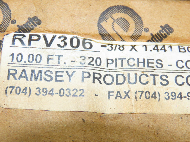 Ramsey RPV306 Silent Chain 3/8" Pitch 320 Pitches 10' Long *READ*