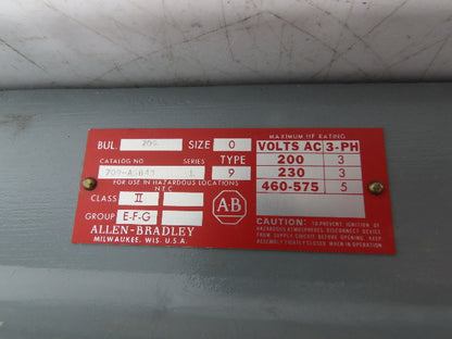 Allen Bradley 849-ZCD33 Hazardous Location Enclosure 10x11x5" Enclosure only