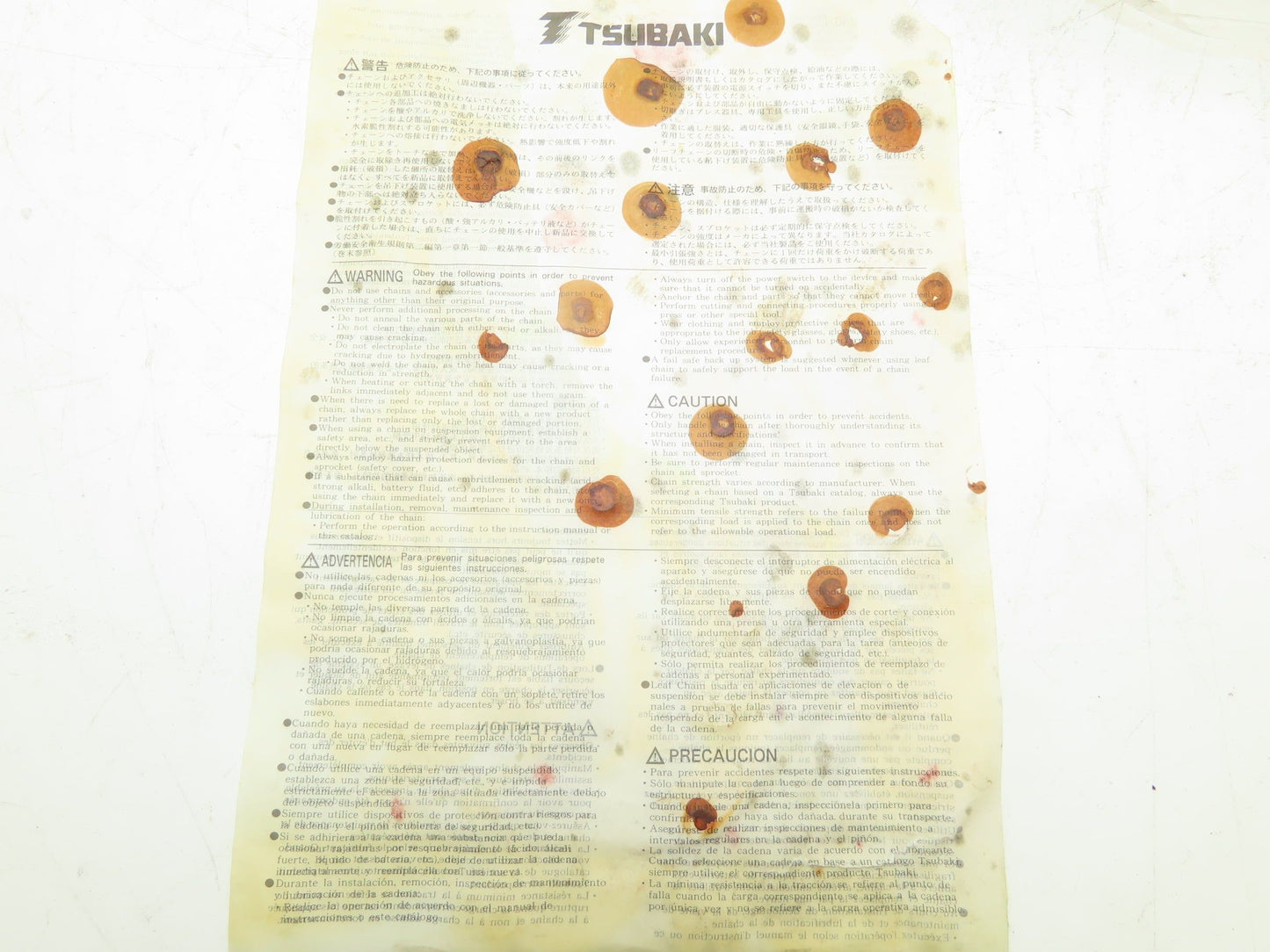 Tsubaki C-2080 Riveted Roller Chain 3" Double Pitch 10' Single Strand RF-2080