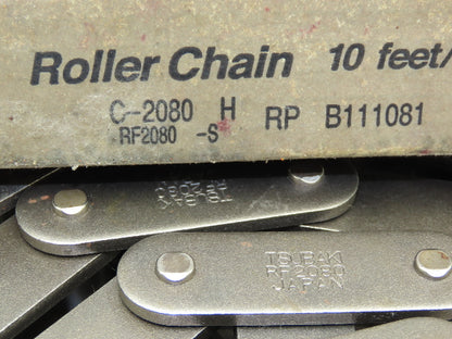 Tsubaki C-2080 Riveted Roller Chain 3" Double Pitch 10' Single Strand RF-2080