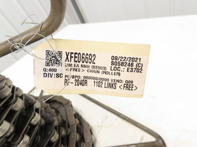 Tsubaki RF2040 Chain 52' Long Conveyor Double Pitch 1"