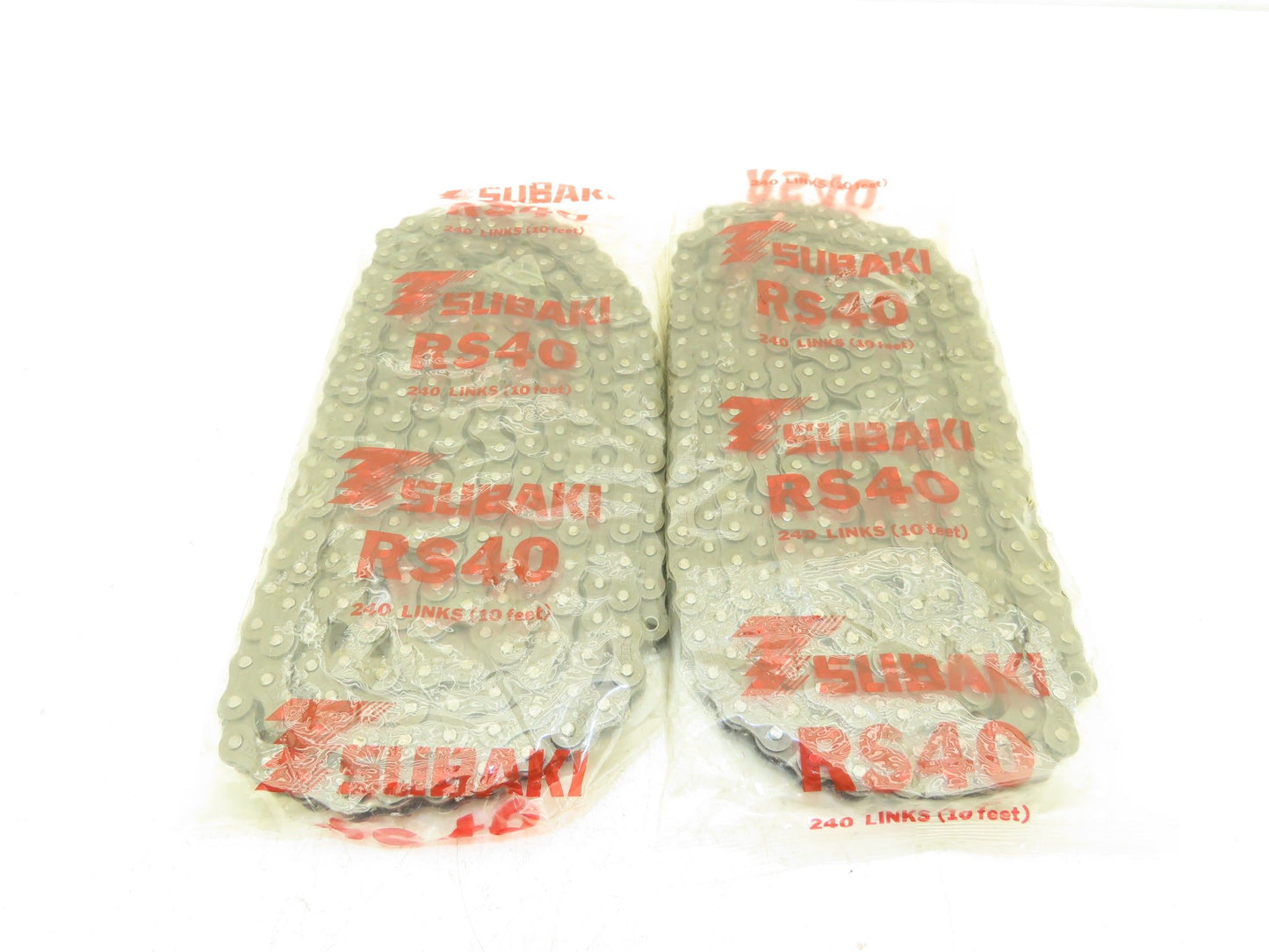 Tsubaki RS40 Roller Chain 40 Size 1/2" Pitch 240 Links 10' Long Lot of 2