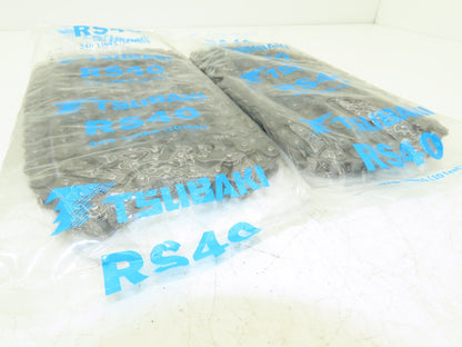 Tsubaki RS40 Roller Chain 40 Size 1/2" Pitch 240 Links 10' Long Lot of 2