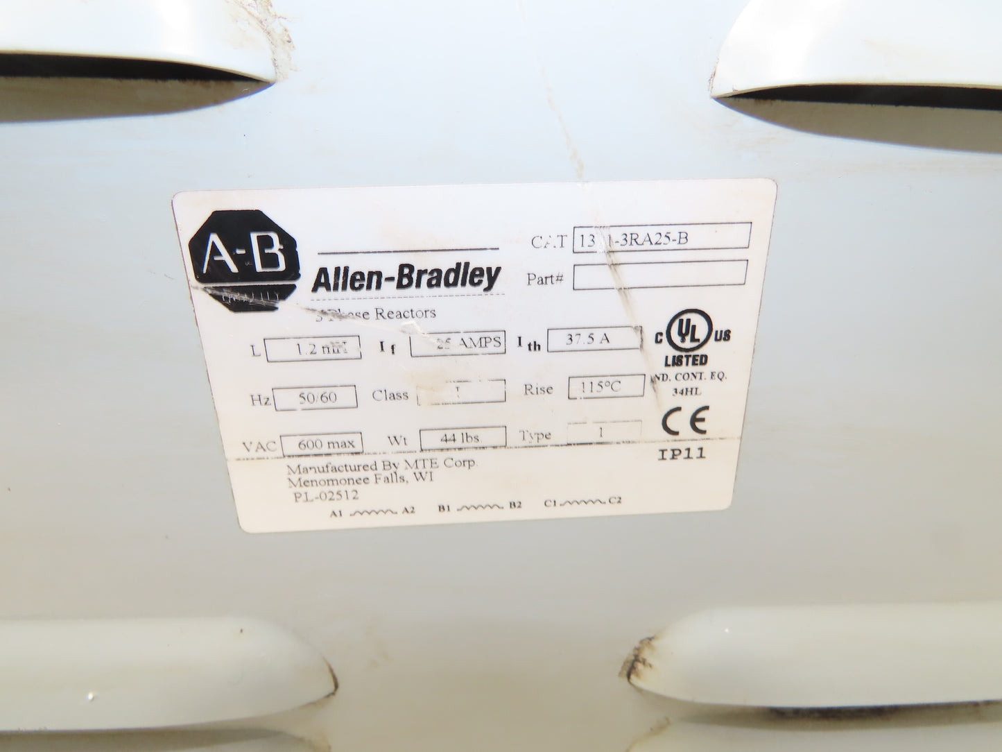 Allen Bradley 1321-3RA25-B Line Reactor Transformer 25A 600V 3Ph