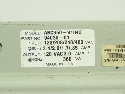 Powervar ABC360-91IND Industrial Power Conditioner Transformer 120 VAC