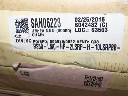 Tsubaki RS50 Chain Lambda Stainless Outboard Rollers 35.5' Long 50 Size