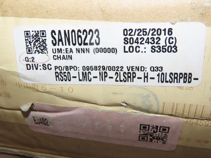 Tsubaki RS50 Chain Lambda Stainless Outboard Rollers 35.5' Long 50 Size